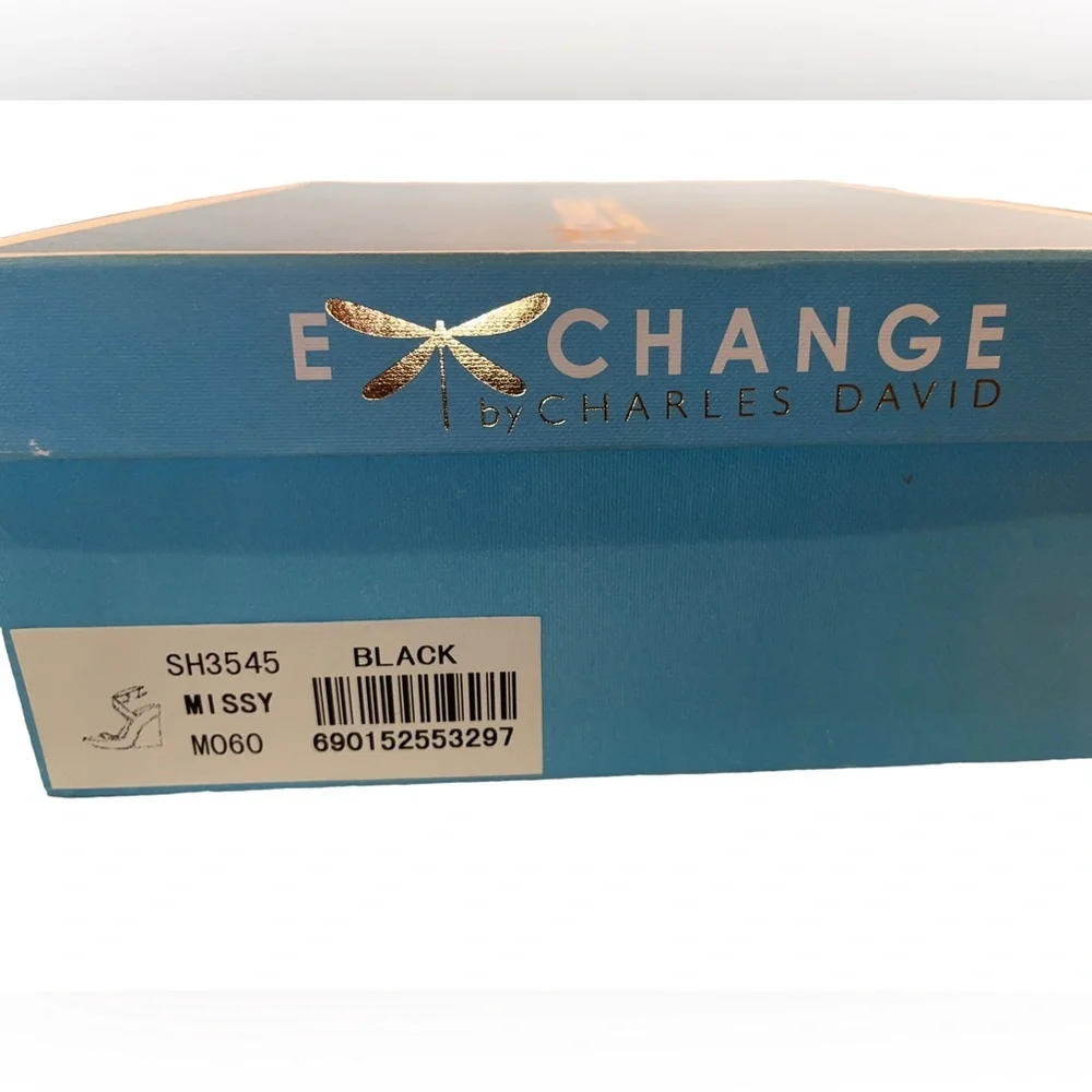 Exchange by Charles David - black ankle strap Wedges - size 6 - EUC